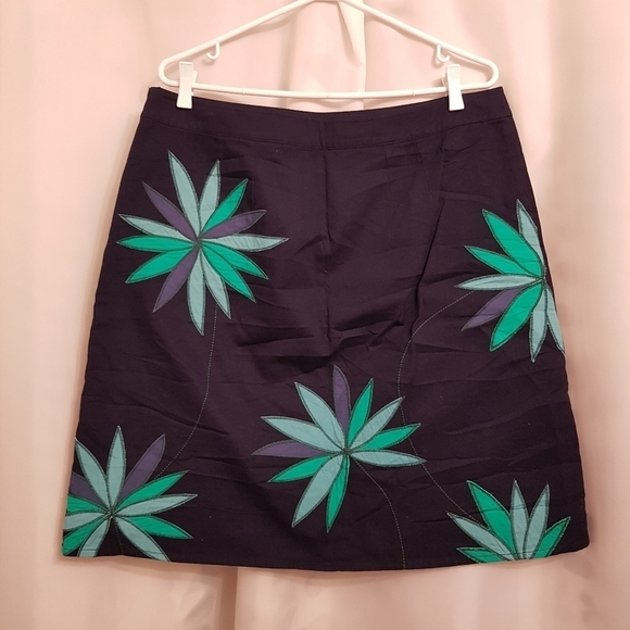 Boden womens blue floral skirt 12R lined, twill - Picture 4 of 7